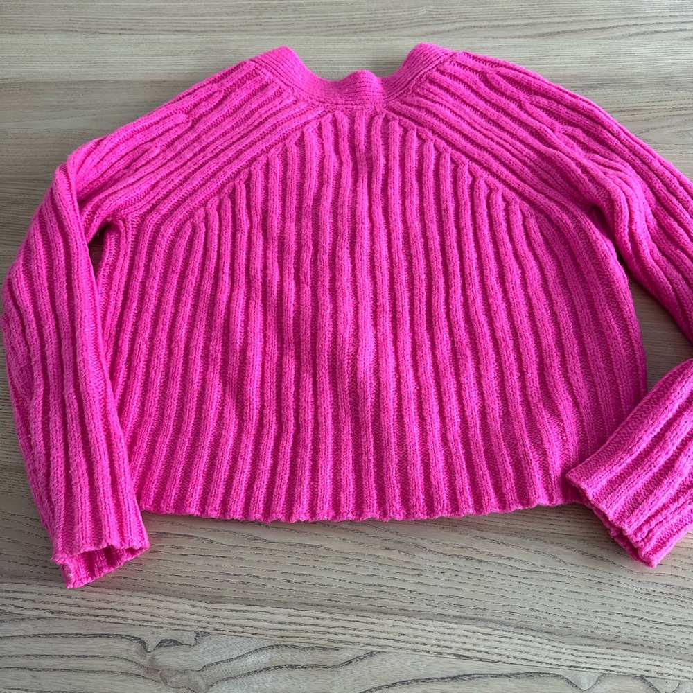 Aqua Bright Pink Ribbed Cardigan - Picture 2 of 5